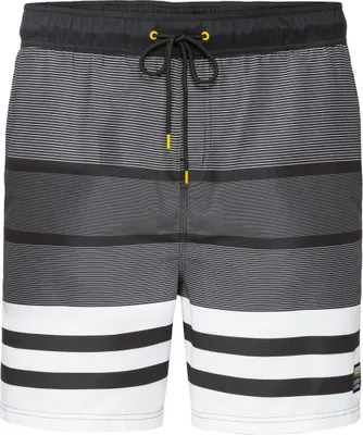Produktbild von Livergy Herren Badeshorts Badehose Schwimmhose Strand Übergröße Große Größen Plus Size Streifen-Schwarz-Weiß 4XL