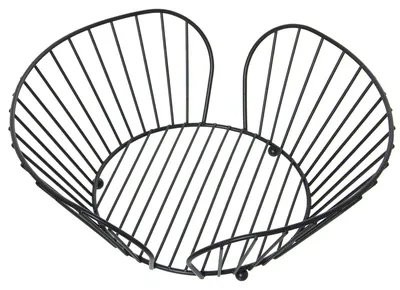 Zdjęcie produktu dla Okrągła metalowa miska na owoce - nowoczesny, czarny design, wymiary: 27,5 x 25,5 x 10 cm