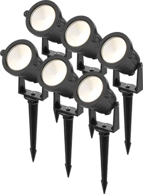 Produktbild von hoftronic LED Gartenstrahler 4,9W 425lm 3000K IP65 Schwarz Set 6 Stück