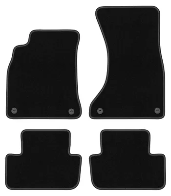 Image de Tapis de sol en moquette pour Audi A4 B8 2007-2015 (berline/break/Allroad) – jeu 4 pièces, noirs, sur mesure – Wielganizator BASIC