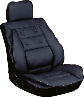 Immagine prodotto di Carpoint Cuscino per sedile con supporto lombare effetto pelle, nero