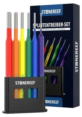 Produktbild von Splintentreiber Set 6-teilig 2-8 mm - Durchschlag Austreiber Splinttreiber Sechs Größen 2, 3, 4, 5, 6 und 8 mm decken Splinte, Bolzen und Spannhülsen ab, KI-generiertes Bild