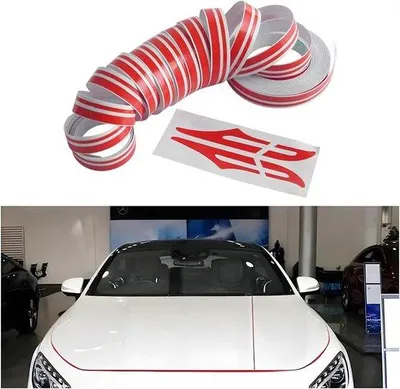 Obrázek produktu pro Sada samolepek pro motoristy – dekorativní červené samolepky na kapotu, karoserii, boky, dveře, střechu a nárazníky.