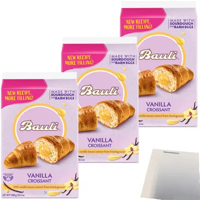 Produktbild von Bauli Capriccio alla Crema Croissants mit Vanillefüllung 3er Pack (3x300g Packung) + usy Block