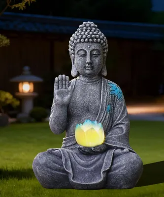 Image de Statue de Bouddha avec LED solaire pour décoration de jardin