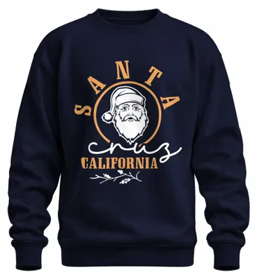 Obrázek produktu pro Santa Cruz California Santa Claus Christmas Beach Retro Uni mikina s kapucí, Navy, L