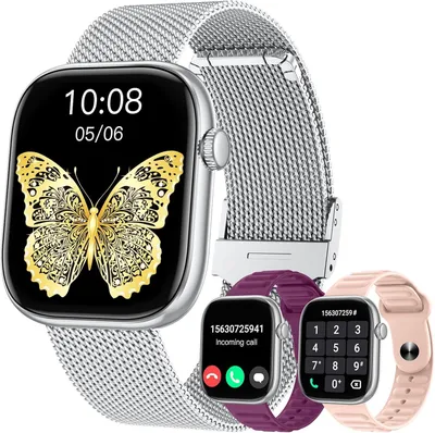 Immagine prodotto di Smartwatch da donna con cinturino in metallo, funzione telefono, impermeabile, cardiofrequenzimetro, monitoraggio del sonno, orologio sportivo e fitness, contapassi, touchscreen quadrato da 1,83"