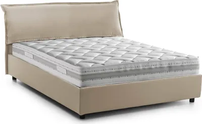 Produktbild von Doppelbett Clodovea, Containerbett mit abnehmbarem Bezug mit gepolstertem Kopfteil und Bettrahmen, 100%  Italy, inklusive Matratze 160 x 190 cm, Beige