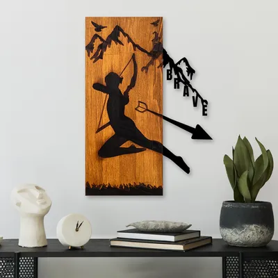 Productafbeelding van Wallity, elegante wanddecoratie van hout (walnoot & zwart) - 100% hout, 41,5 cm