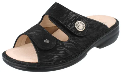 Produktbild von FINN COMFORT FinnStretch Zeno Damen Pantolette schwarz Aumi Nubukleder - Größe: 40
