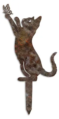 Image de Objet décoratif de jardin Chat en métal multicolore - 49 × 24 cm - Peint à la main