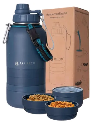 Productafbeelding van 3-in-1 Hondendrinkfles, Roestvrij Staal, Blauw