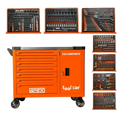 Image de Toolcar APEX Garage 2024 7/8 Orange entièrement équipé Jumbo Chariot d'atelier Chariot à outils
