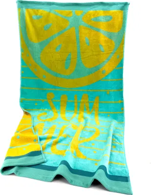 Produktbild von Heimtexland ® Strandtuch Soft Velours Badetuch Sommer Handtuch 90 x 160 cm Duschtuch saugstark Frottier 100% Baumwolle Typ907 Zitrone blau - 1 Stück