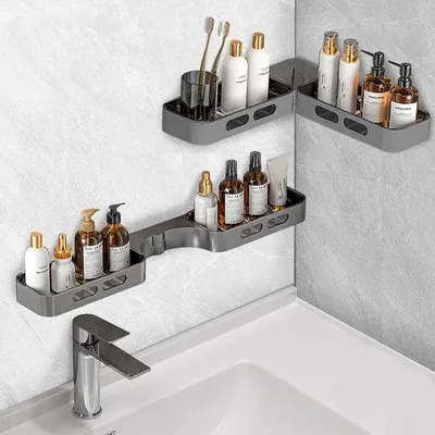 Image de Organisateur de salle de bain avec étagère, 2 pièces