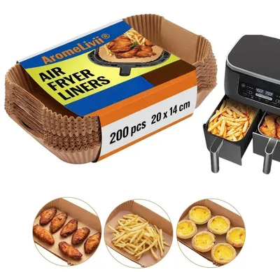 Zdjęcie produktu dla Solidchoice - 200 sztuk papieru do pieczenia do frytkownicy bezolejowej, wymiar 20 x 14 cm