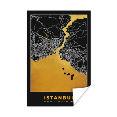 Produktbild von MuchoWow® Poster Istanbul - Karte - Gold - Stadtplan - Karte 40x60 cm - Plakate für die Wand - Poster Babyzimmer