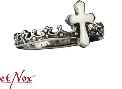 Produktbild von Ring mit Kreuz und Krone: 925 Silber Ring von etNox 56 (17.8 mm Ø)