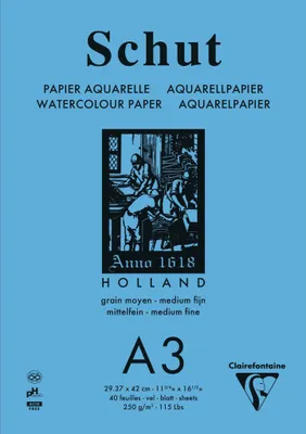 Produktbild von Clairefontaine 3x Schut Aquarellblock A3 geleimt 40 Blatt weiß 975735C