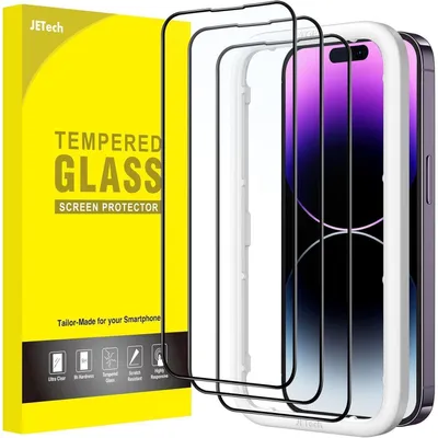 Zdjęcie produktu dla Folia ochronna na ekran do iPhone 14 Pro Max (6,7 cala), czarna ramka, szkło hartowane, HD, 3 sztuki