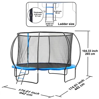 Image de Trampoline - Rebondisseur - Trampoline avec filet de sécurité - Trampoline de jardin - 3,6 mètres - Robuste