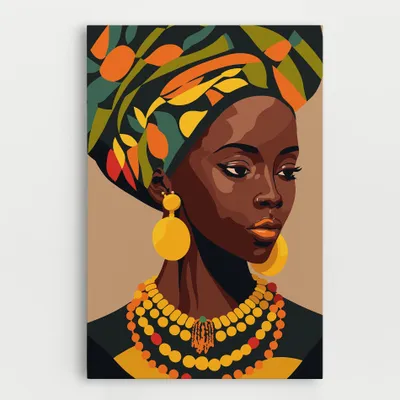 Produktbild von ARTHUB® Leinwandbild 50x70 cm, African Earrings | Wohnzimmerdekoration, Hängende Bilder, Wanddekoration, Heimdekoration, Frauen, Afrikanische Frauen