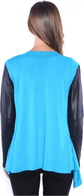 Produktbild von Damen Cardigan mit PolyurethanÄrmeln Jacke Bolero; Azurblau L/XL