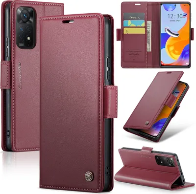 Obrázek produktu pro Redmi Note 11 Pro Case, kožené peněženkové pouzdro Card Case Protective Cover with Stand pro Xiaomi Redmi Note 11 Pro 5G/4G Red