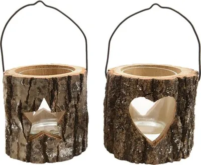 Produktbild von Teelicht Windlicht Holz zum Hängen Tannenholz Ø 11 cm