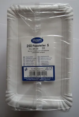 Produktbild von 250 Pappteller rechteckig 9 x 15 cm, weiß