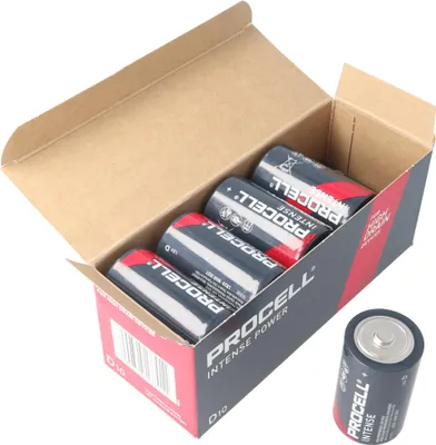 Produktbild von 10 Stück Duracell Procell Intense Mono D, LR20 im Karton, für energieintensive Geräte