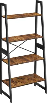 Produktbild von VASAGLE Bücherregal, Leiterregal, Standregal mit 4 Ebenen, Gestell aus Bambus, einfache Montage, für Wohnzimmer, Schlafzimmer, Küche, vintagebraun-schwarz BCB020B01V1