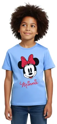 Produktbild von Mickey & Minnie Schriftzug Kinder T-Shirt, 110/116 (5-6 Jahre), Himmelblau