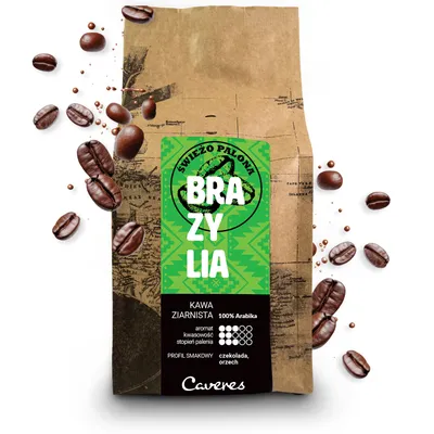 Zdjęcie produktu dla Kawa ziarnista Caveres Brazylia Sanotos 250g, 100% Arabica, świeżo palona, kawa do ekspresu - Rzemieślnicza Palarnia Kawy Premium