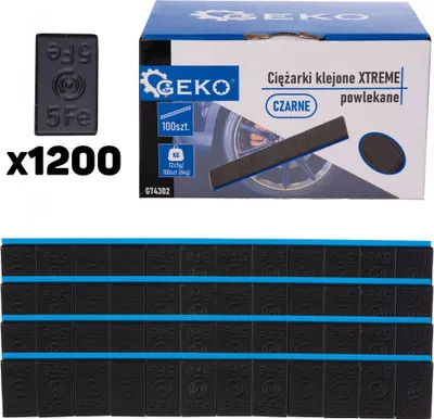 Obrázek produktu pro GEKO Samolepící závaží na kola 12x5g XTREME, černé, 100ks pásků G74302