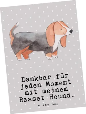 Produktbild von Mr. & Mrs. Panda Postkarte Basset Hound Moment - Grau Pastell - Geschenk, Postkarten, bildkarte, Grußkarte, Ansichtskarten, Ansichtskarte