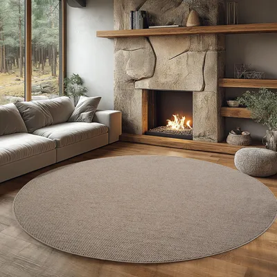 Zdjęcie produktu dla Ayyildiz | Okrągły Dywan Nowoczesny Helix - 160 cm x 160 cm - Beżowy - Miękki i Elegancki Dodatek