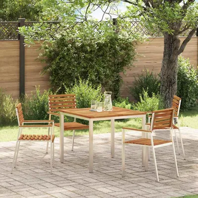 Produktbild von Möbel Esstisch 90x90x75 cm Massives Akazienholz und Edelstahl - Gartentische &44069