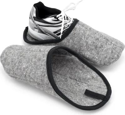 Produktbild von PANTOFFELMANN Museumspantoffel leicht faltbar mit ABS Sohle Herren Damen Filzpantoffel Überzieher Überpantoffel Überschuh grau L (41-46)