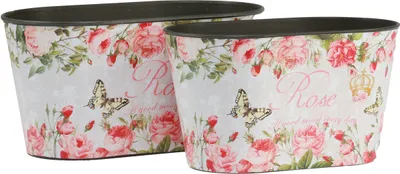 Produktbild von Pflanztöpfe Set Rosen Dekogefäß Blumenwanne Kunststoff 21,5/18,5cm