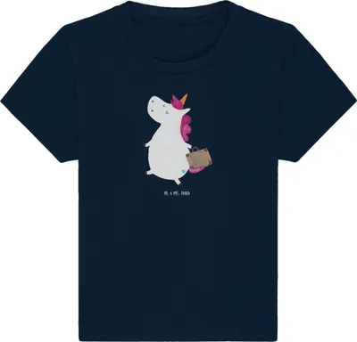 Produktbild von Mr. & Mrs. Panda T-Shirt Einhorn Koffer 0. - 6. Monat - French Navy - Geschenk, Babyshirt, Kleinkind Shirt, Spaß, Abenteuer, Unicorn, Lustig, Baby Kurzarmshirt