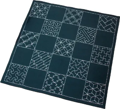 Immagine prodotto di Kit per ricamo Sashiko stampato Olympus, modello "Tovaglia", 50x50 cm, prodotto originale giapponese