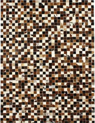 Produktbild von Lederteppich recycelt Karomuster braun 160x230
