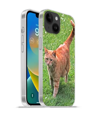 Produktbild von MuchoWow® Handyhülle Schutzhülle Hülle für Apple iPhone 14 - Softcase Katze - Rot - Katze - Mädchen - Kinder - Jungen - Kind Silikon Softcase Handy Hülle - Mobiltelefonhülle