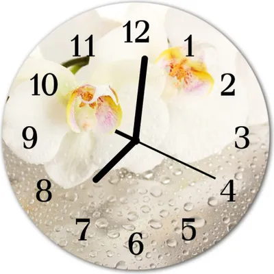 Produktbild von Glasuhr Wanduhr Küchenuhr Echt-Glas 30fi cm Orchidee weiß