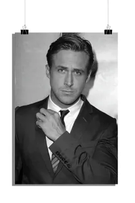 Zdjęcie produktu dla Plakat Ryan Gosling - Plakat filmowy - Plakat aktorski - Plakat czarno-biały - Plakat portretowy - 51x71cm - Idealny do oprawienia w ramkę