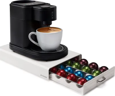 Produktbild von Navaris Kapselhalter Creme - Stilvolle Kapsel Aufbewahrung - Kapsel Aufbewahrung - Kapselhalter kompatibel mit Nespresso Vertuo - Kapselspender