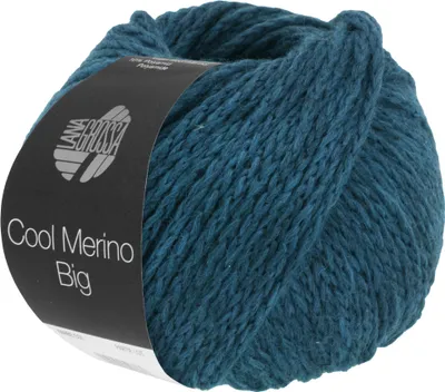 A ball of teal yarn with a black label.