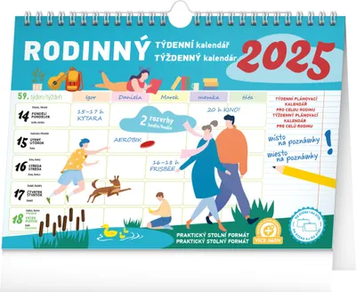 Immagine prodotto di Calendario settimanale per la pianificazione familiare con gancio 2025, 30 × 21 cm
