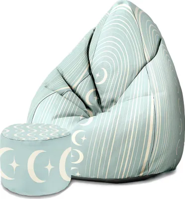 Produktbild von Dreamroots Bean Bag 80x80x120cm Sitzsack mit Lehne und Hocker und Bezug Sitzkissen Boden Chill Sack Bubibag Sitzsack  Scandinavian Moons